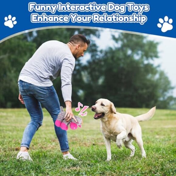 Plush Squeaky Crinkle Dog Toy Tough Chew Interactive Pet Play - Picture 4 of 7